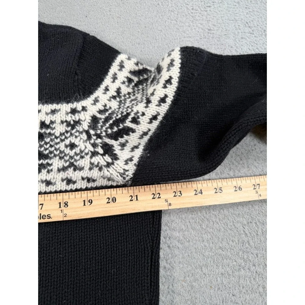 Lauren Ralph Lauren Lambswool‎ Turtleneck Sweater Womens XL Black Snowflake Fair